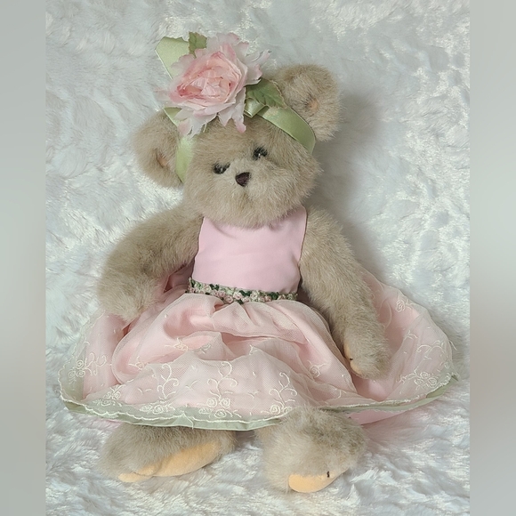 The Bearington Collection Teddy Bear -Super Cute 14" Floral Bear Dressed in Pink - Picture 12 of 12